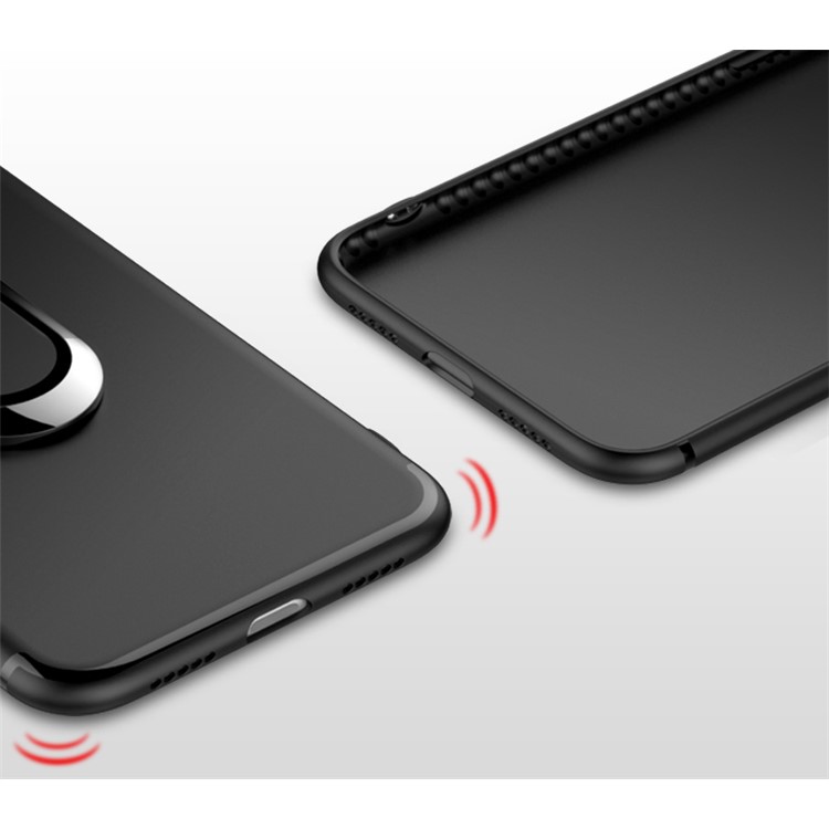 Magnetic Finger Ring Kickstand Matte TPU Case for iPhone 8 - Black-7