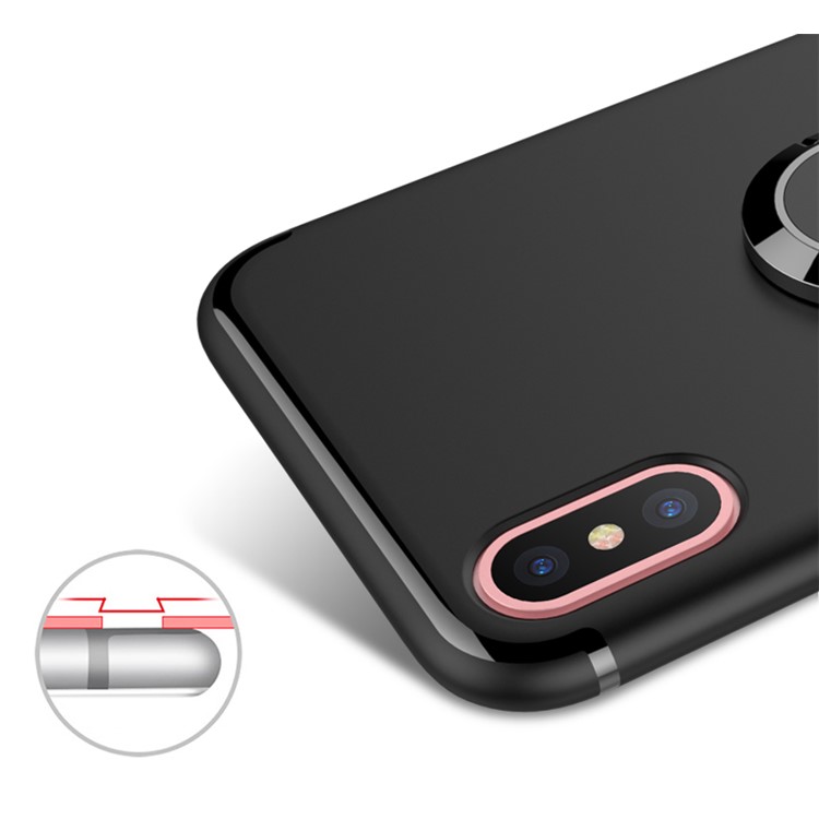 Magnetic Finger Ring Kickstand Matte TPU Case for iPhone 8 - Black-8