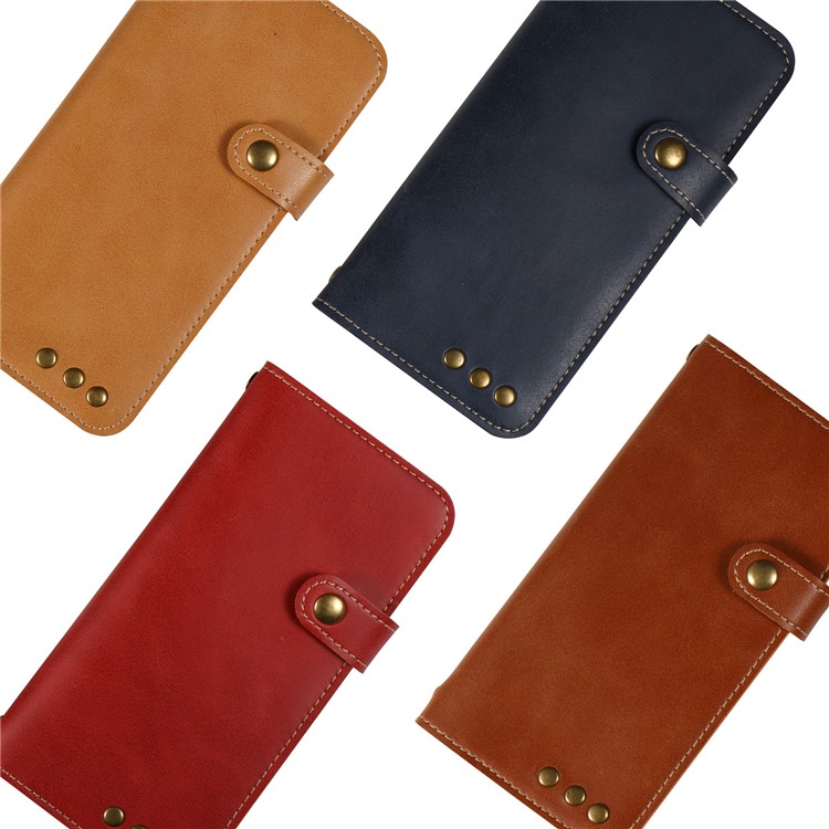 Retro Style Crazy Horse Flip Phone Cover with Card Slots for iPhone 8 - Blue-8
