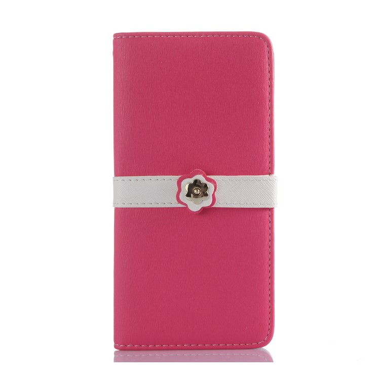 Flower Metal Buckle Wallet Leather Flip Phone Case for iPhone 8 - Rose-1