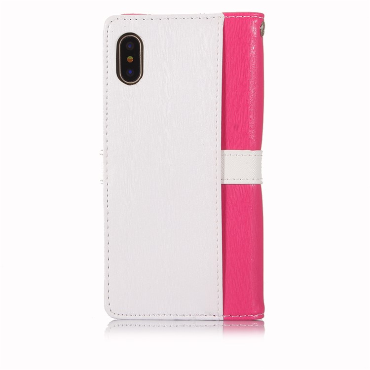 Flower Metal Buckle Wallet Leather Flip Phone Case for iPhone 8 - Rose-2