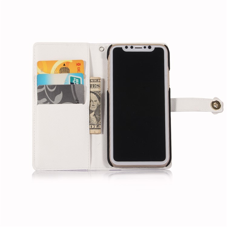 Flower Metal Buckle Wallet Leather Flip Phone Case for iPhone 8 - Rose-3
