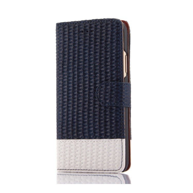 Double Colors Woven Texture Detachable 2-in-1 Magnetic Stand Leather Flip Case for iPhone 8 - Black / White-1