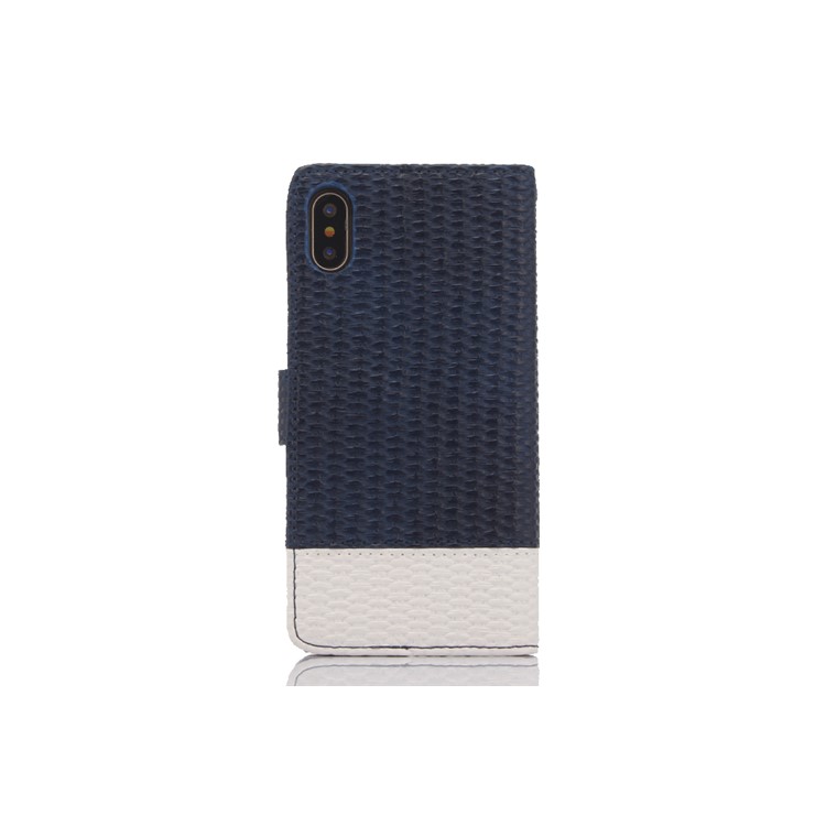 Double Colors Woven Texture Detachable 2-in-1 Magnetic Stand Leather Flip Case for iPhone 8 - Black / White-3