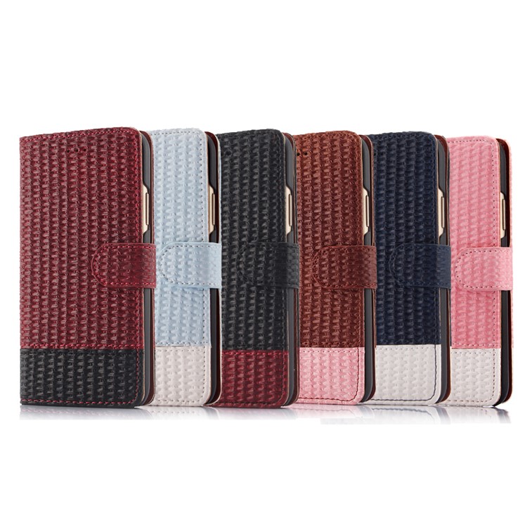Double Colors Woven Texture Detachable 2-in-1 Magnetic Stand Leather Flip Case for iPhone 8 - Black / White-4