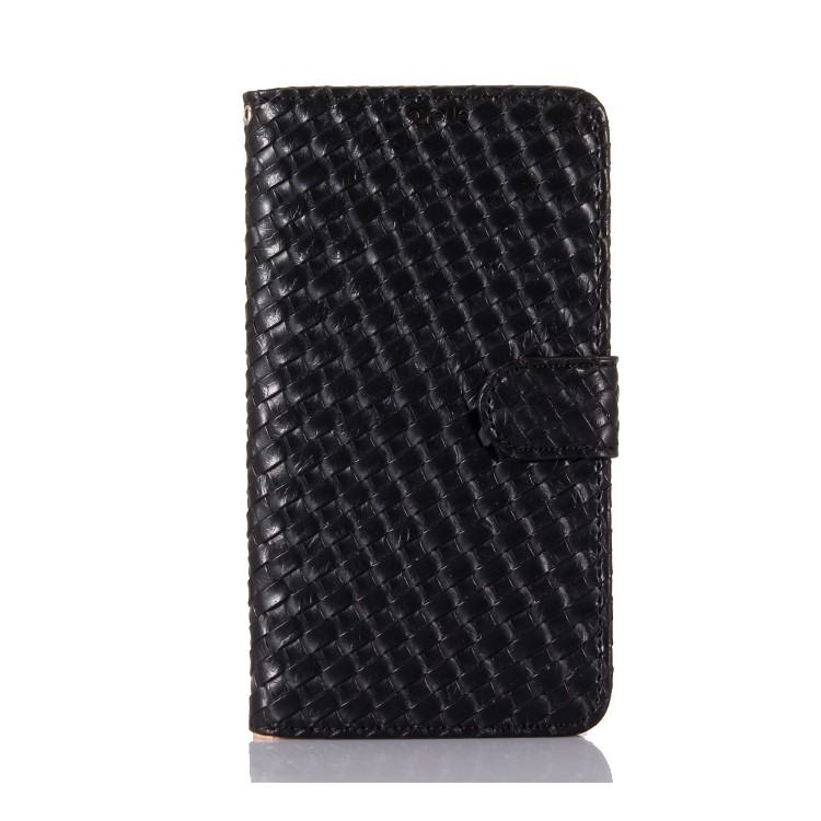 Woven Texture Wallet Stand Leather Case for iPhone 8 - Black-1