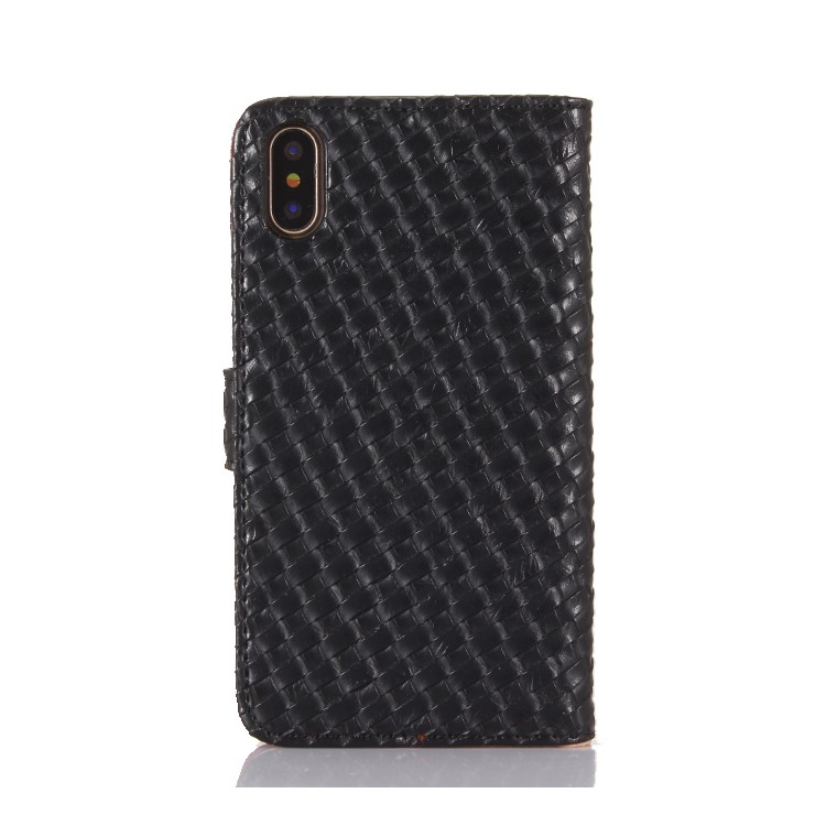 Woven Texture Wallet Stand Leather Case for iPhone 8 - Black-2