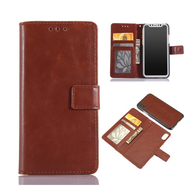 Detachable 2-in-1 Leather Wallet Case for iPhone 8 - Brown-1