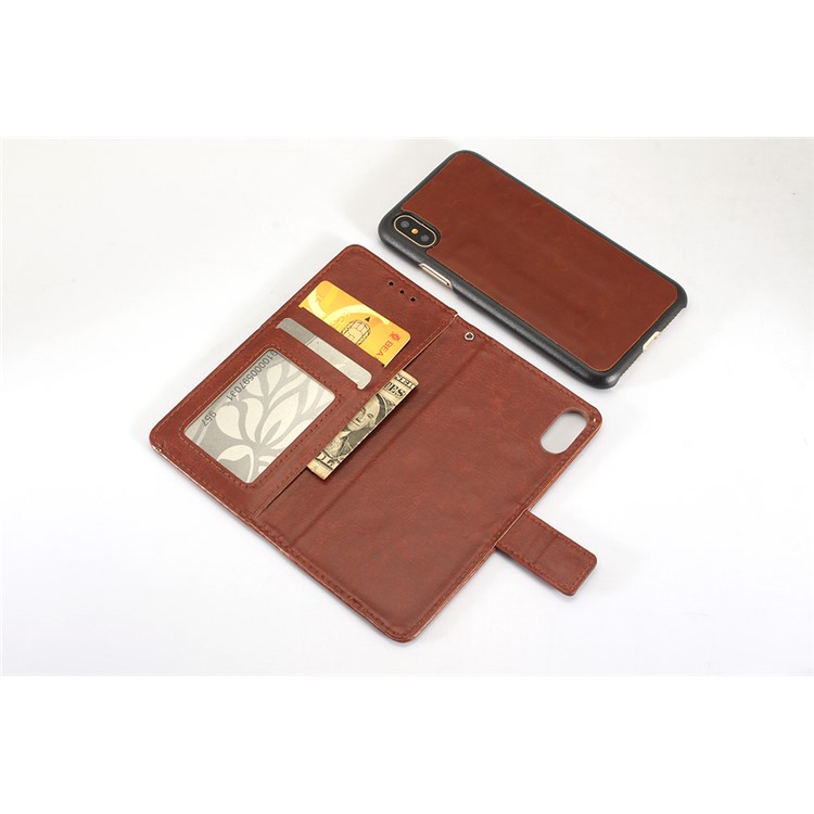 Detachable 2-in-1 Leather Wallet Case for iPhone 8 - Brown-4