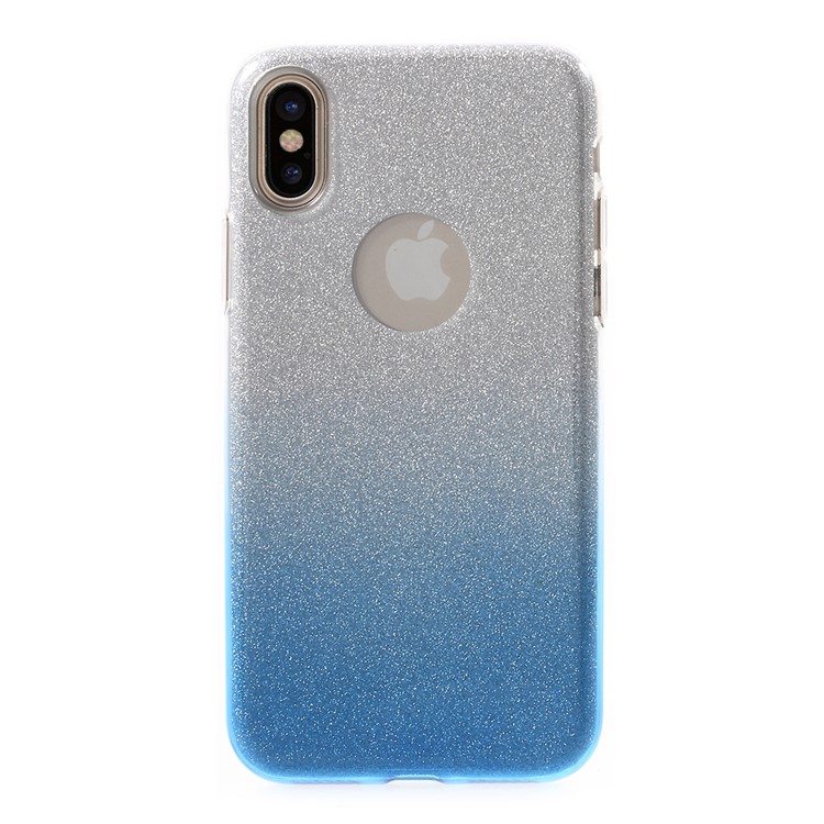 

2-in-1 TPU + PC Glittery Back Mobile Case for iPhone X 5.8 inch - Blue, iPhone X