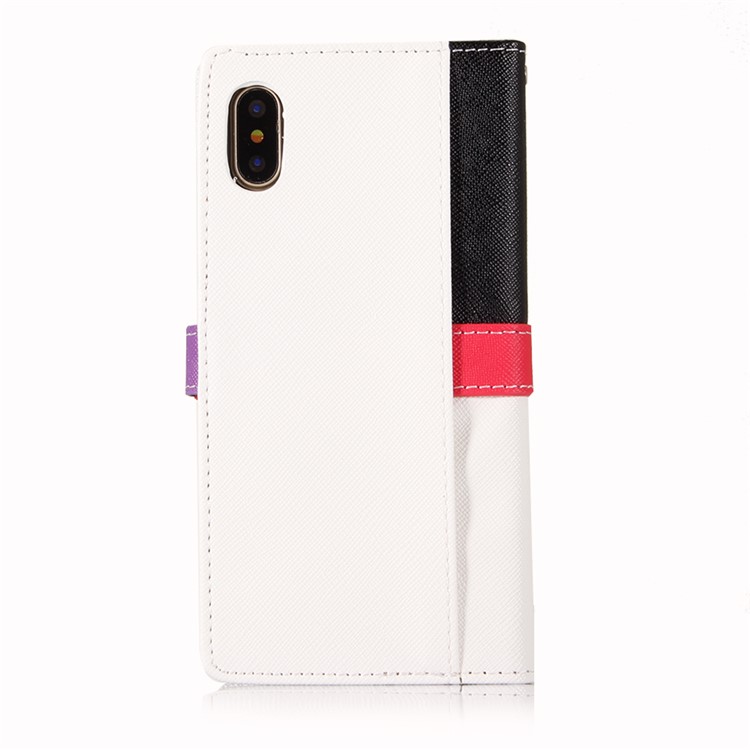 Dual-color Flower Metal Buckle Wallet Leather Case for iPhone 8 - Black / White-2