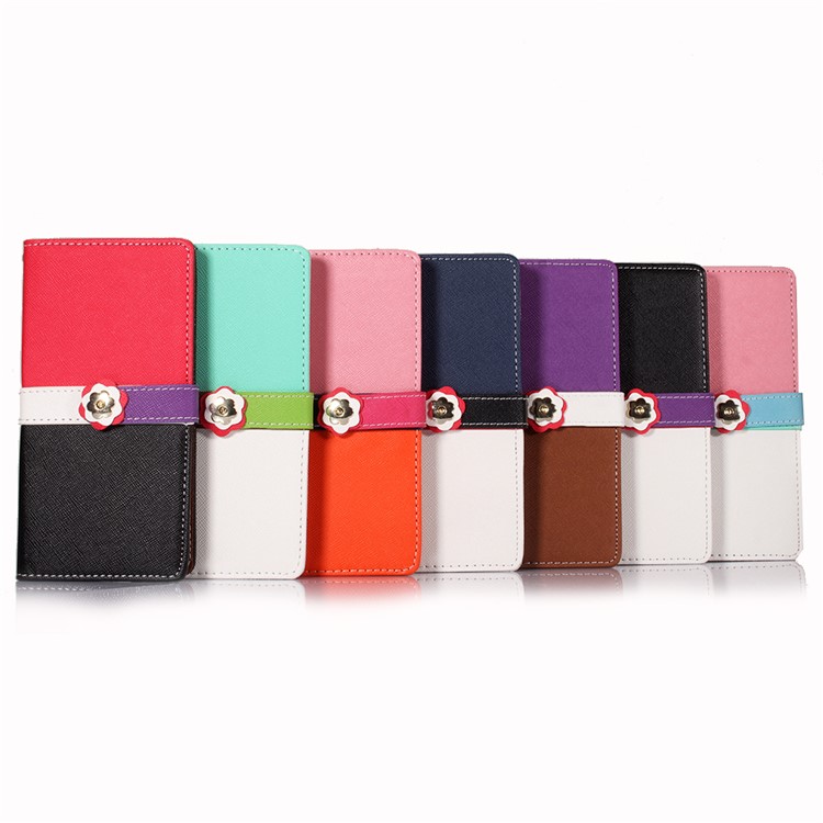 Dual-color Flower Metal Buckle Wallet Leather Case for iPhone 8 - Black / White-3