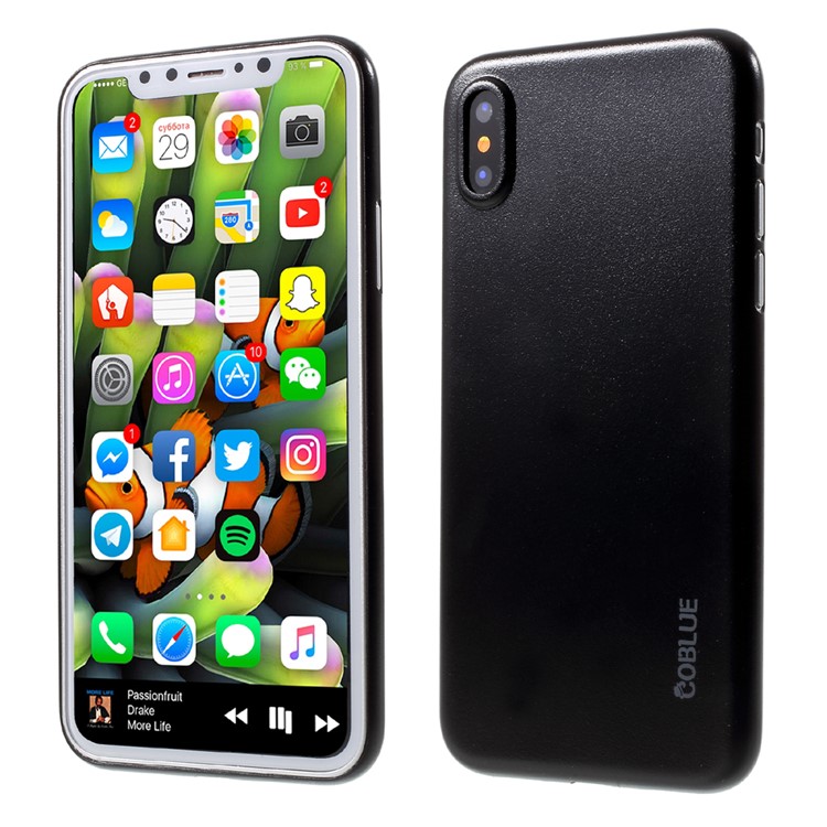 COBLUE Rubberized Super Slim PC Protection Back Cover + Screen Protector Film for iPhone 8 - Black-1