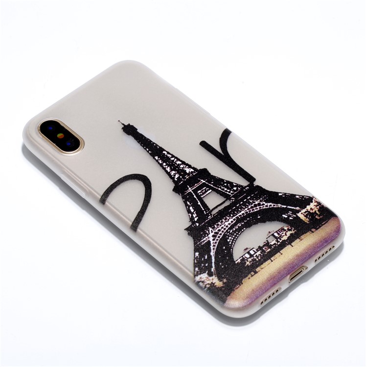 Pattern Printing Luminous TPU Back Case for iPhone 8 - Eiffel Tower-3