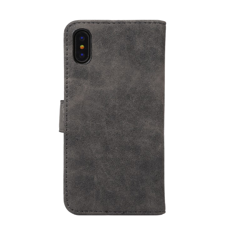 Retro Style Leather Wallet Stand Cellphone Case for iPhone 8 - Dark Grey-3