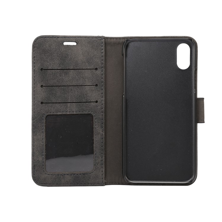 Retro Style Leather Wallet Stand Cellphone Case for iPhone 8 - Dark Grey-4