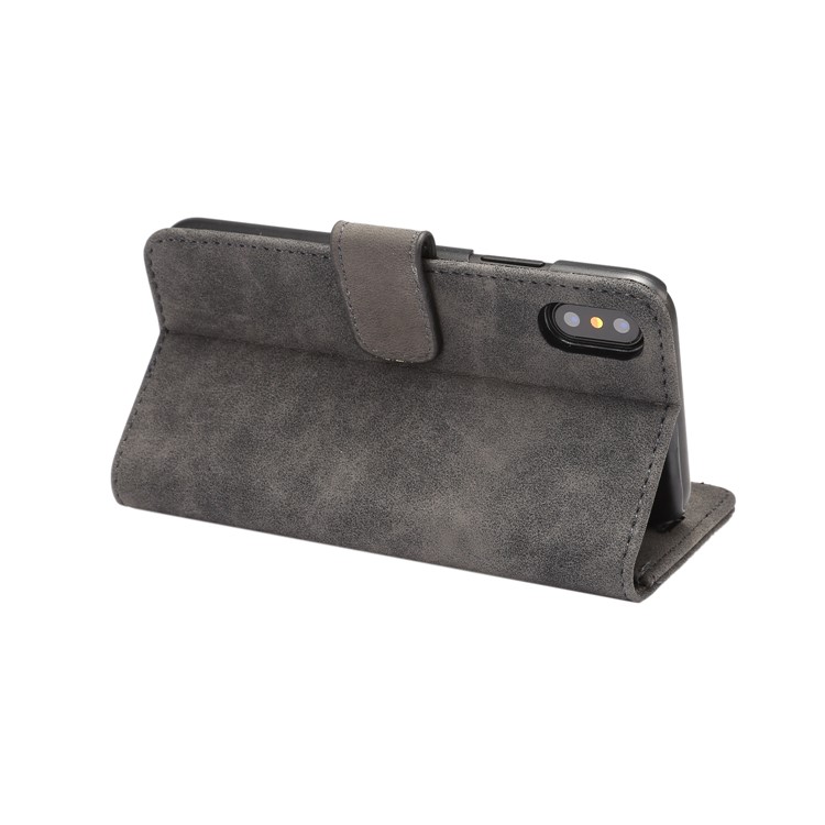 Retro Style Leather Wallet Stand Cellphone Case for iPhone 8 - Dark Grey-5