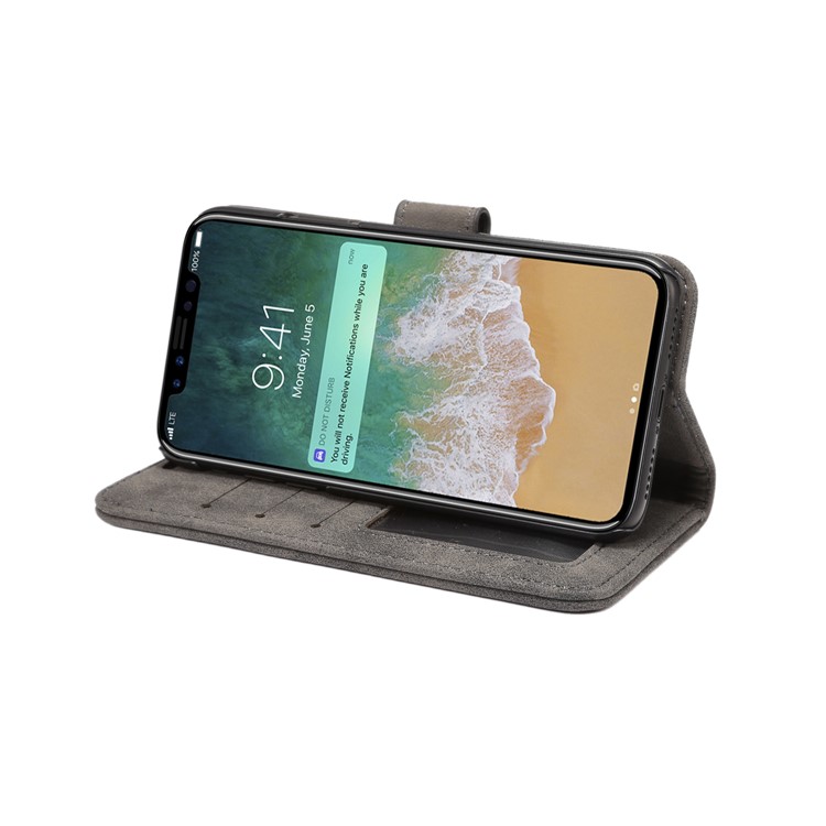 Retro Style Leather Wallet Stand Cellphone Case for iPhone 8 - Dark Grey-6