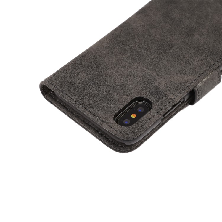 Retro Style Leather Wallet Stand Cellphone Case for iPhone 8 - Dark Grey-7
