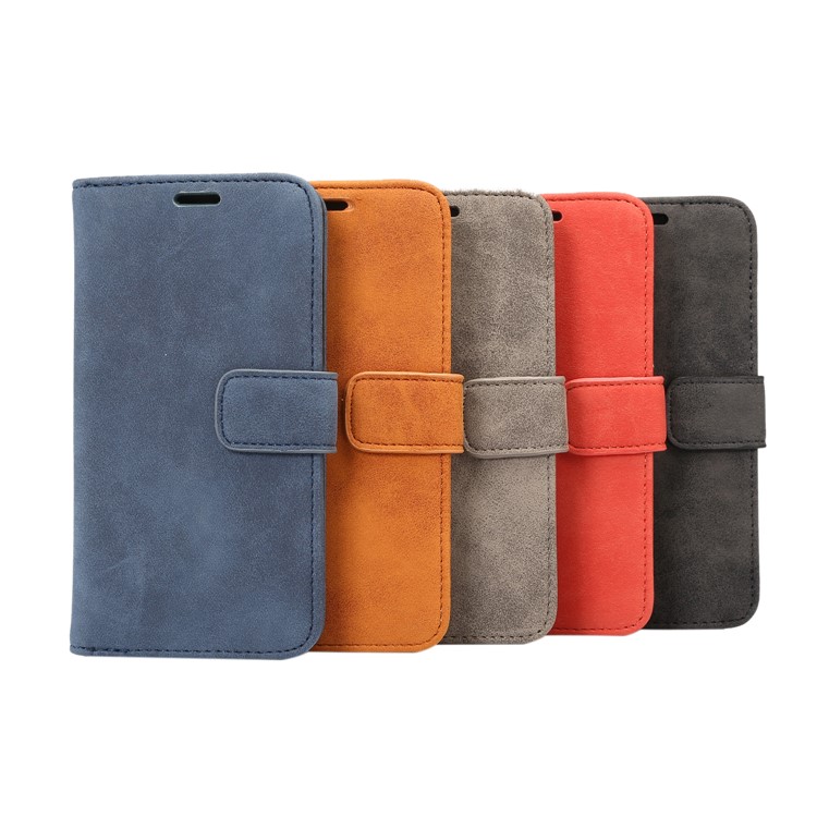 Retro Style Leather Wallet Stand Cellphone Case for iPhone 8 - Dark Grey-8