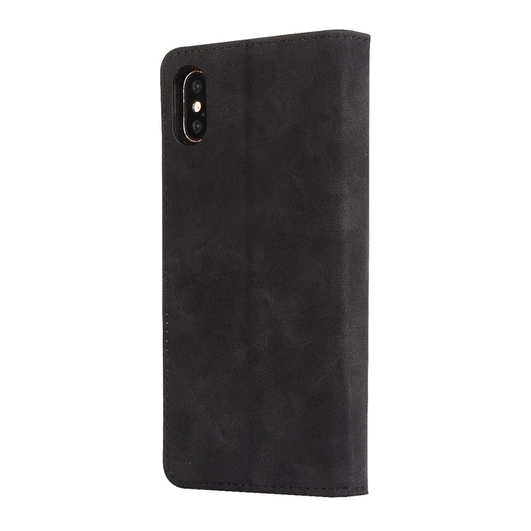 Vintage Style Crazy Horse Leather Stand Wallet Case for iPhone 8 - Black-3