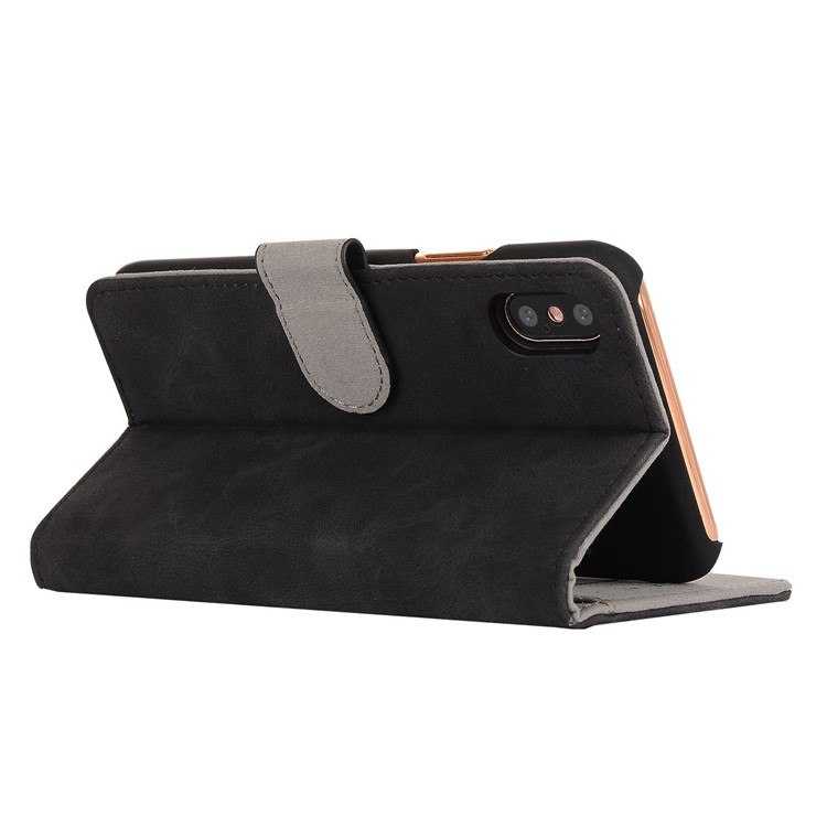 Vintage Style Crazy Horse Leather Stand Wallet Case for iPhone 8 - Black-4