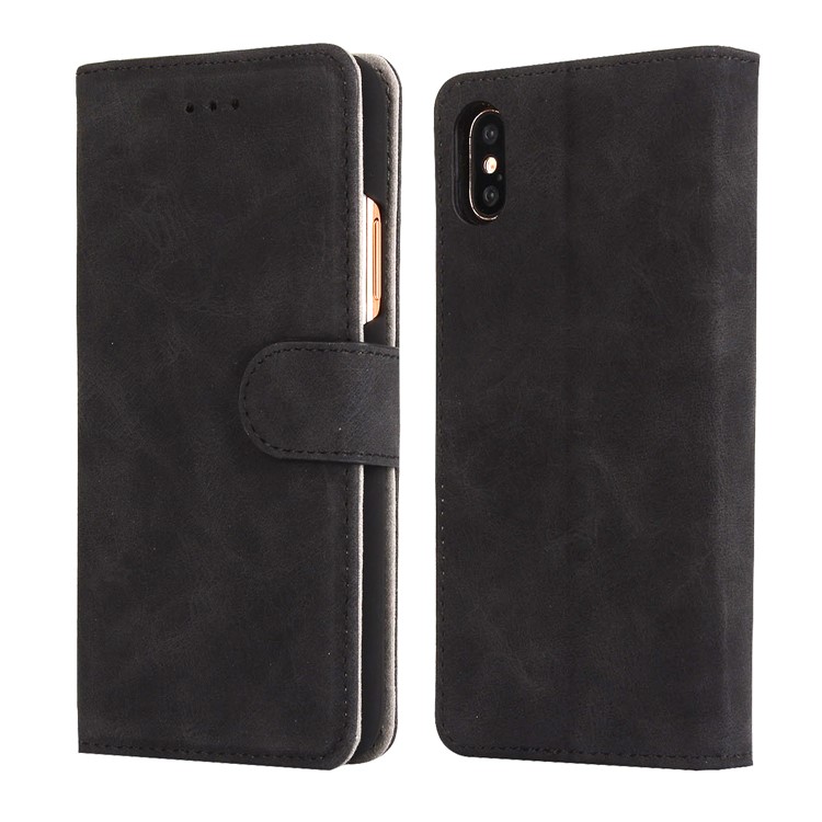 Vintage Style Crazy Horse Leather Stand Wallet Case for iPhone 8 - Black-5