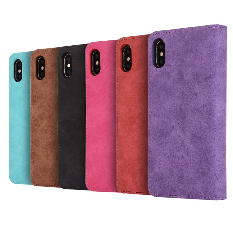 Vintage Style Crazy Horse Leather Stand Wallet Case for iPhone 8 - Black-6