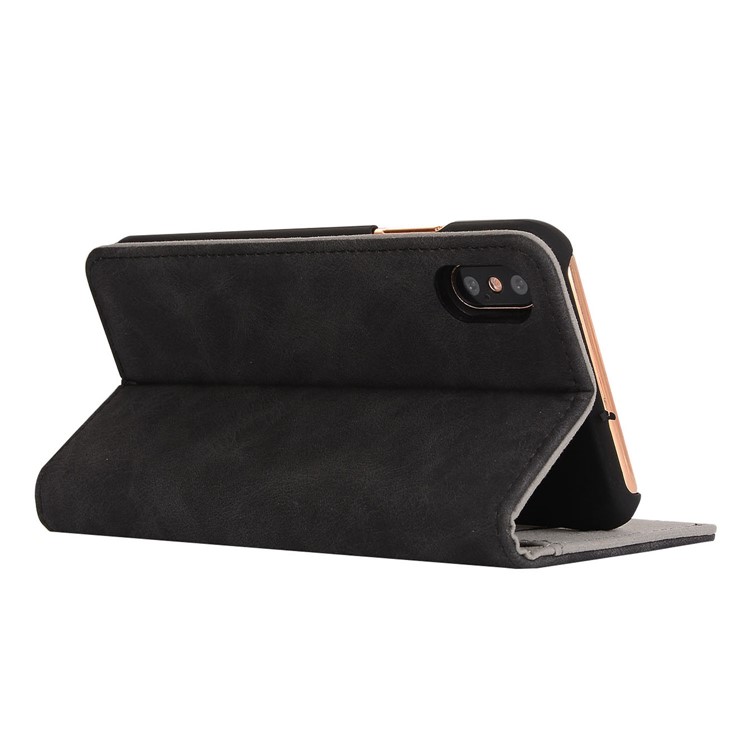 Vintage Leather Magnetic Wallet Stand Phone Case for iPhone 8 - Black-4