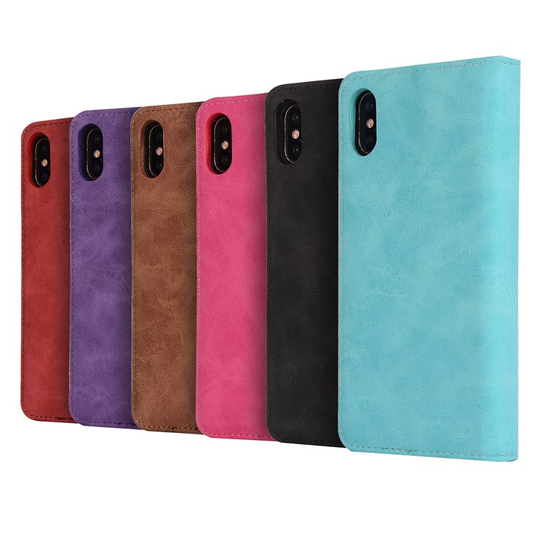 Vintage Leather Magnetic Wallet Stand Phone Case for iPhone 8 - Black-6