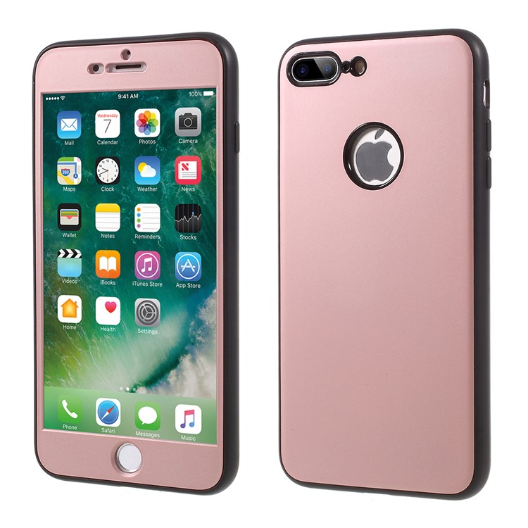 

Rubberized Wrapped Edges TPU+PC Phone Shell for iPhone 8 Plus / 7 Plus - Rose Gold