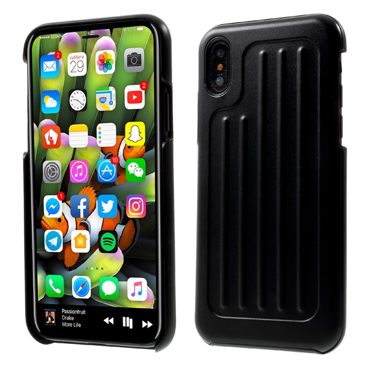 Concave-convex Stripe Hard Protection Case for iPhone 8 - Black-1
