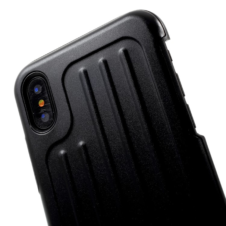 Concave-convex Stripe Hard Protection Case for iPhone 8 - Black-4