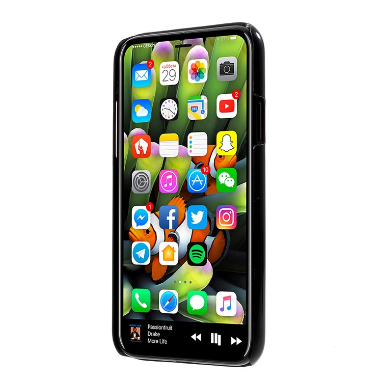 For Apple iPhone 8 Brushed Metal Skin PC Hard Case Cover - Black-2
