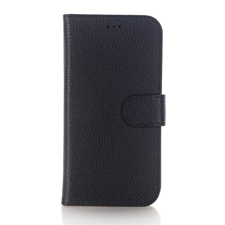 For iPhone 8 Litchi Grain Stand Wallet Leather Flip Case - Black-1