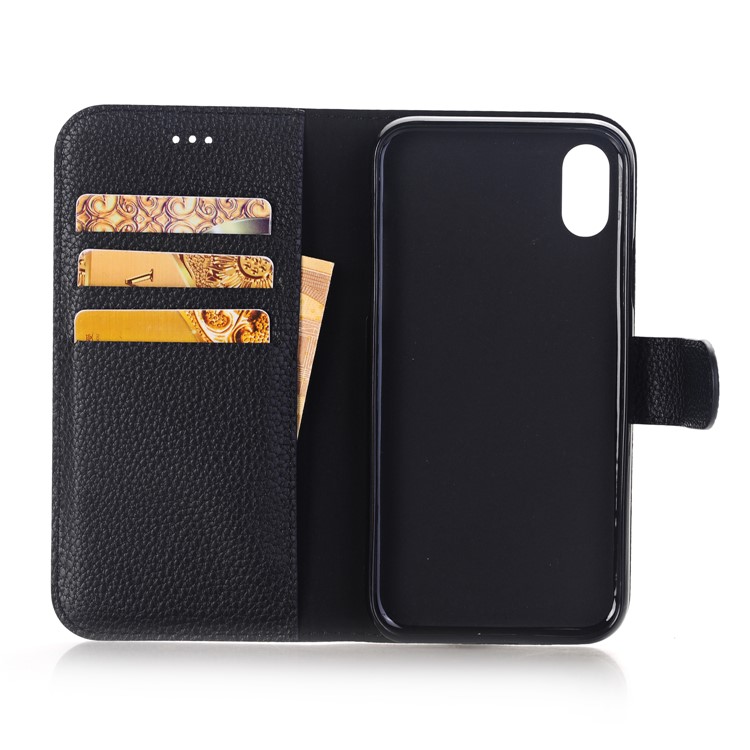For iPhone 8 Litchi Grain Stand Wallet Leather Flip Case - Black-3