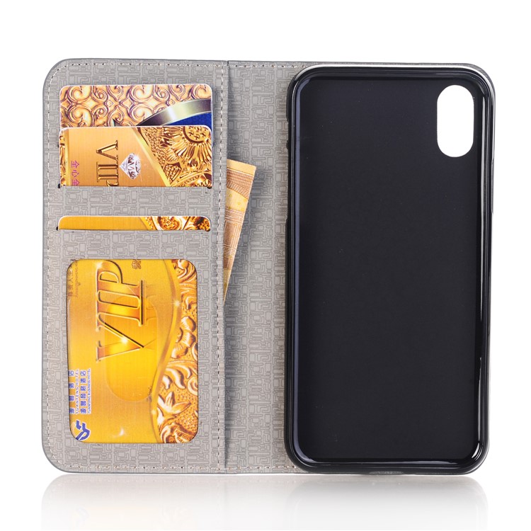Toothpick Texture Flip Leather Wallet Case with Stand for iPhone 8 - Grey-3