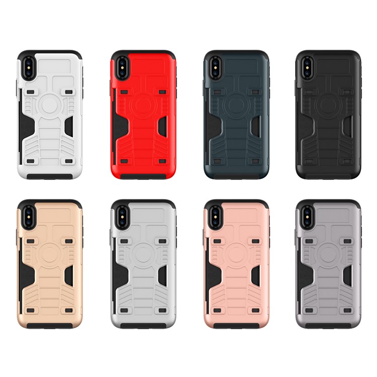 Rugged Cool Card Holder Hybrid PC + TPU Phone Case for iPhone 8 - Black-2