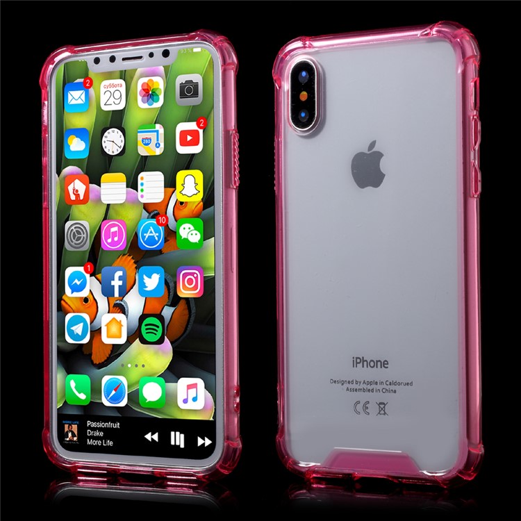 Scratch-proof PC + Anti-yellowing Bayer 3695 TPU Hybrid Case for iPhone 8 - Pink-1