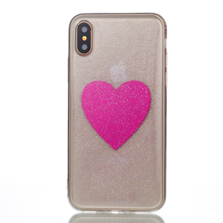 Glittery Powder Epoxy Decor Flexible TPU Gel Cover Case for iPhone 8 - Rose Heart-1