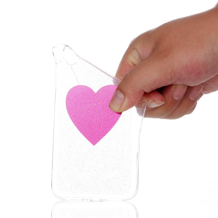 Glittery Powder Epoxy Decor Flexible TPU Gel Cover Case for iPhone 8 - Rose Heart-3