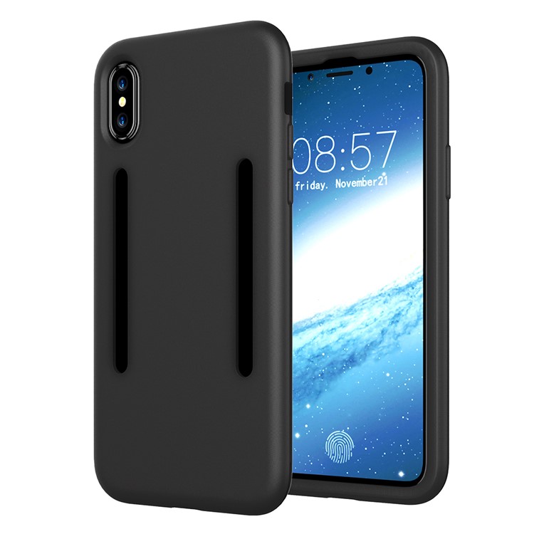 Für Iphone X 5.8 Zoll Weiche Silikonsport-laufende Armbinde Mit Hellem Reflexionsstreifen - Schwarz-2