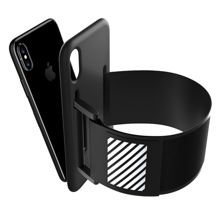 Für Iphone X 5.8 Zoll Weiche Silikonsport-laufende Armbinde Mit Hellem Reflexionsstreifen - Schwarz-3