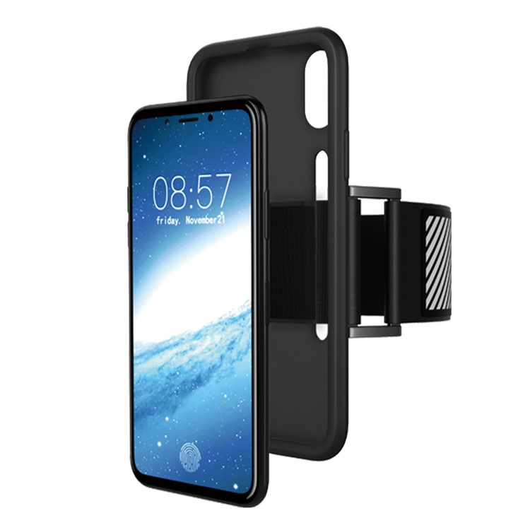 Für Iphone X 5.8 Zoll Weiche Silikonsport-laufende Armbinde Mit Hellem Reflexionsstreifen - Schwarz-4