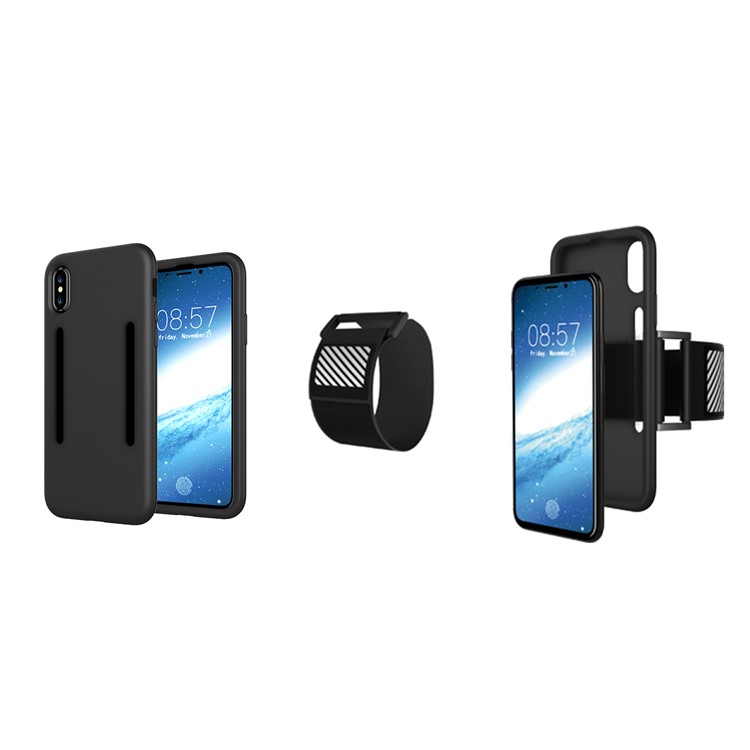 Für Iphone X 5.8 Zoll Weiche Silikonsport-laufende Armbinde Mit Hellem Reflexionsstreifen - Schwarz-9