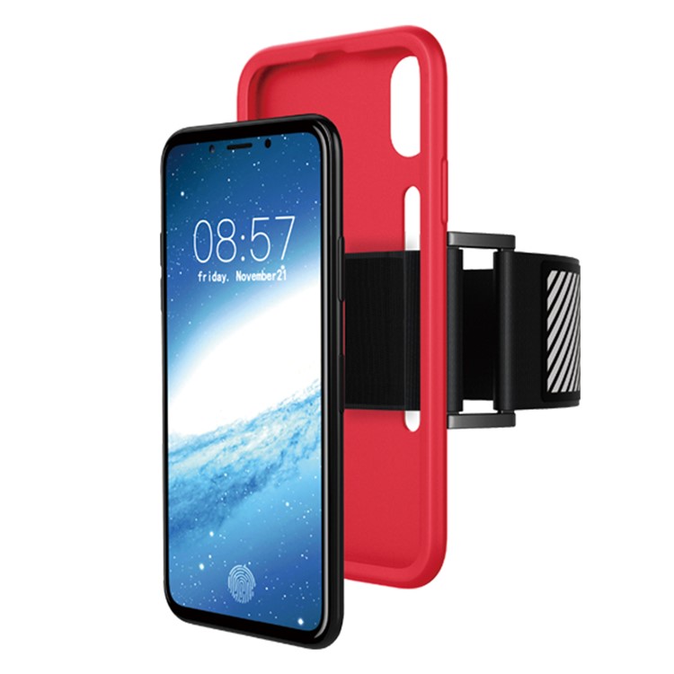 

Для IPhone Х 5,8-дюймовый Силиконовый Запуск Спортивный Повязка С Светлая Полоса Отражения - красный, iPhone X
