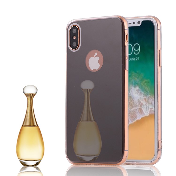 Plating Mirror Surface TPU Back Case for iPhone 8 - Black-1