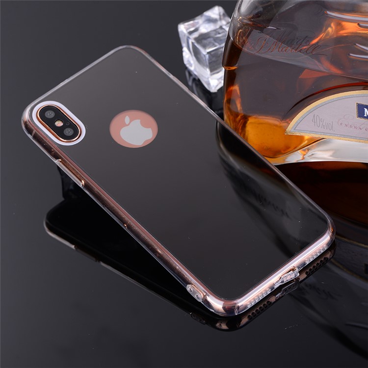 Plating Mirror Surface TPU Back Case for iPhone 8 - Black-8