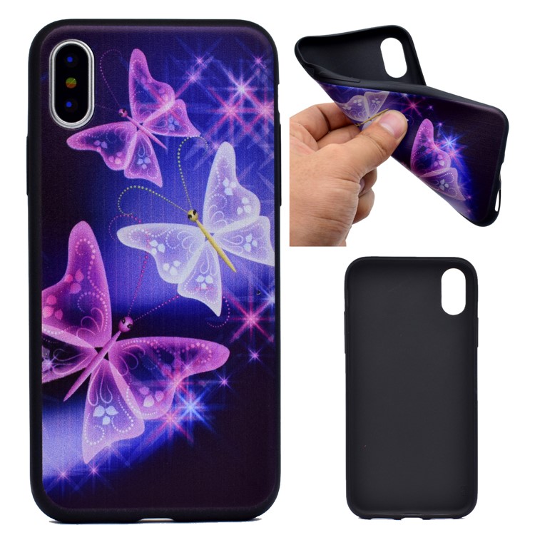 Ultra-thin Pattern Printing TPU Mobile Phone Shell for iPhone 8 - Glitter Butterflies-1