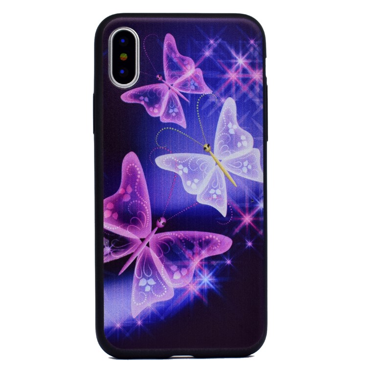 Ultra-thin Pattern Printing TPU Mobile Phone Shell for iPhone 8 - Glitter Butterflies-2